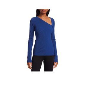NWT Helmut Lang Rib-Knit Raglan Pullover | Azurite | Medium